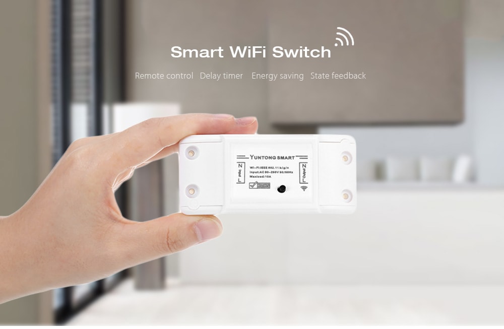 Smart WiFi Switch Wireless Universal Module Timer Via iOS Android Remote Control Works with Alexa Google Home - White