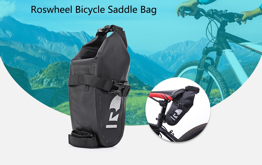 Roswheel 131363 Waterproof Bicycle Saddle Bag Cycling Accessory- Black