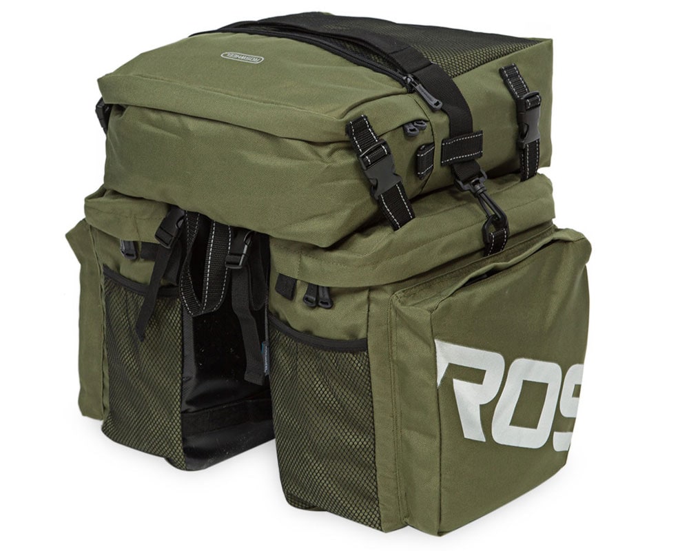 Roswheel 37L Durable Water Resistant 3 in 1 Bicycle Rear Pannier Bag- Green