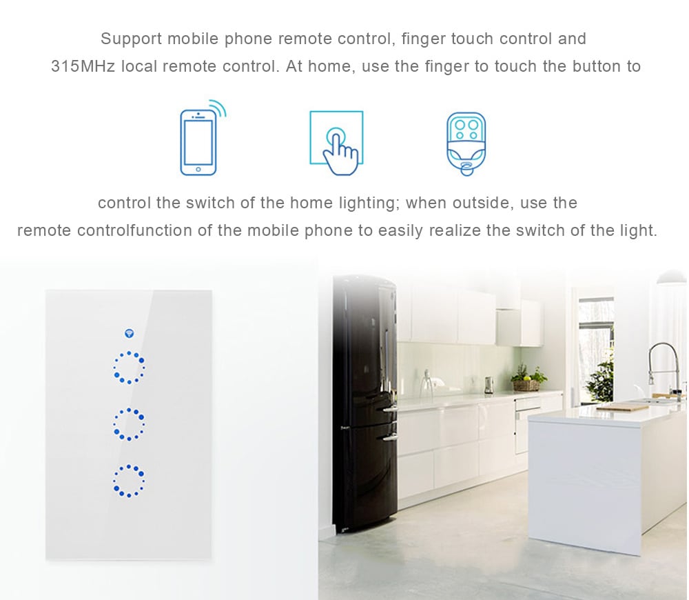 SONOFF T1 Smart WiFi RF / APP / Touch Control Wall Light Switch                           - White