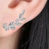 Rhinestone Alloy Asymmetric Leaf Stud Earrings