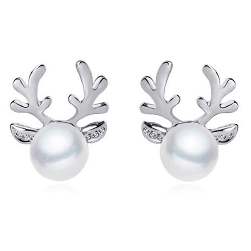 Pair of Faux Pearl Antlers Earrings