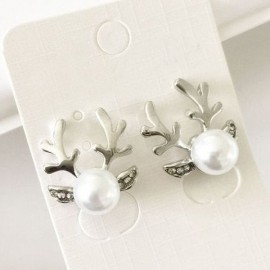 Pair of Faux Pearl Antlers Earrings
