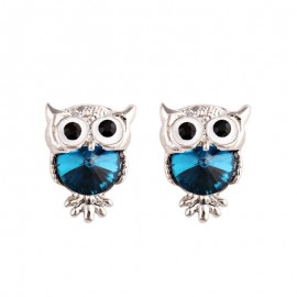 Stylish Faux Gem Owl Tiny Stud Earrings