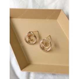 Simple Double Hoop Metal Stud Earrings