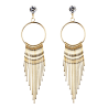 Vintage Crystal Embellished Metal Long Tassel Drop Earrings