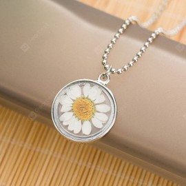 Sunflower Glass Circle Pendant Necklace