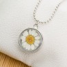Sunflower Glass Circle Pendant Necklace