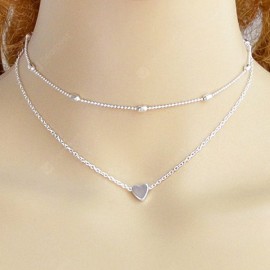 Two Piece Layered Heart Collarbone Necklace Set