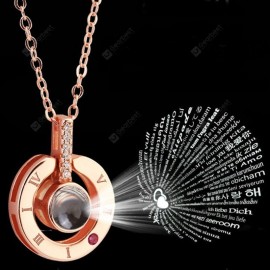 Projection 100 Languages I Love You Charm Pendant Necklace Women Lover Gift