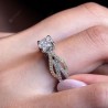 Shiny Silver and 14K Gold Natural Gemstone Bridal Engagement Ring