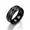 Womens Mens Fashion Double Rows Rhinestones Titanium Steel Wedding Jewelry Ring