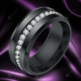 Vacuum Plated Single Row Diamond Stainless Steel Men's Ring
