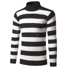 Slim Fit Roll Neck Striped Sweater