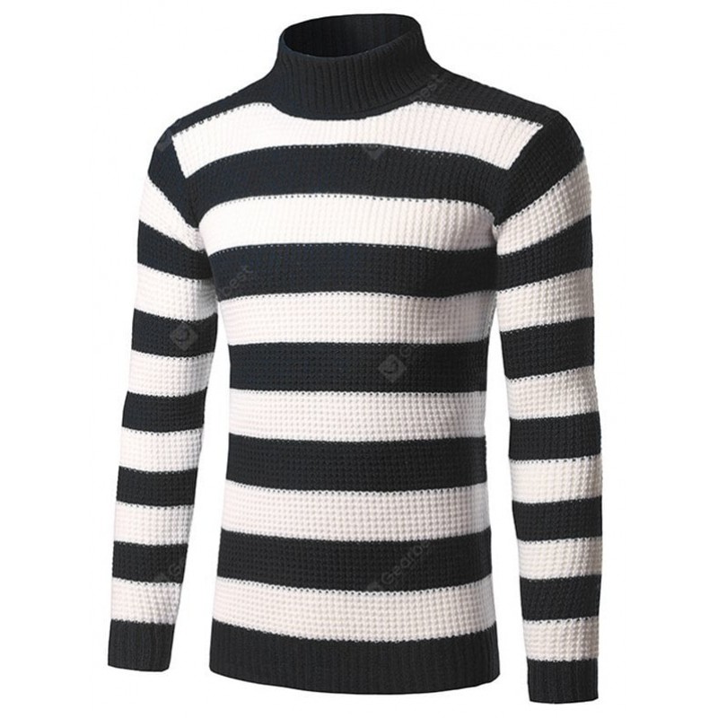 Slim Fit Roll Neck Striped Sweater