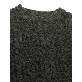Space Dye Cable Knit Crew Neck Sweater