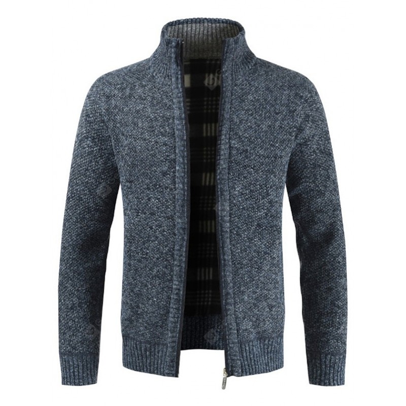 Stylish Stand Collar Sweater with Zipper for Men