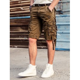 Straps Embellished Pockets Cargo Shorts