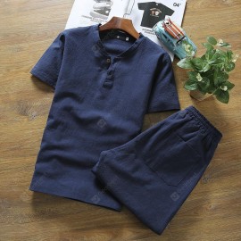 Summer Wear Men's Fashion Short Sleeved Cotton Shirts with Pants