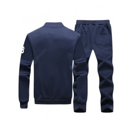 Youth Man's Brushed Fashion Two-piece Casual Jacket Sport Suit