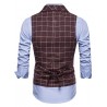 Plaid Double Breasted Men Casual Vest Waistcoat