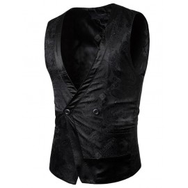 V Neck Asymmetric Waistcoat Slim Fitted Male Blazer Design Style for Men
