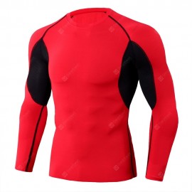 Tight Stretch Sports Fitness Training Round Neck Long Sleeve Men'S T - Shirt