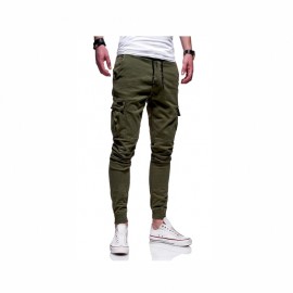 Three-Dimensional Patch Bag  Tight Elastic  Long Pants  Casual Pants K89