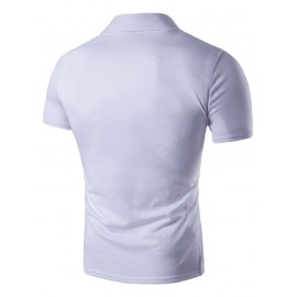 YD - F305 - 02 Men Casual T-shirt Spring Summer Lapel Print Short Sleeve