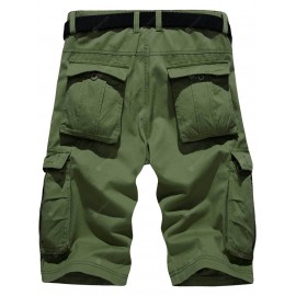 Zipper Fly Pockets Embellished Design Cargo Shorts