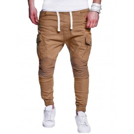 Solid Color Pleated Harem Casual Pants for Men