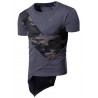 Trendy Camouflage Splicing Short Sleeve Round Neck T-shirt