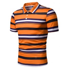 PL35 Men's Contrast Stripe Slim Lapel Casual Shirt