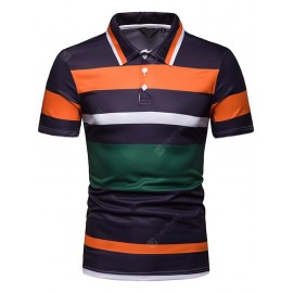 PL36 Men's Contrast Stripe Slim Lapel Casual Shirt