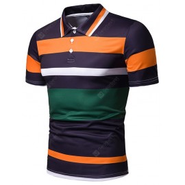 PL36 Men's Contrast Stripe Slim Lapel Casual Shirt