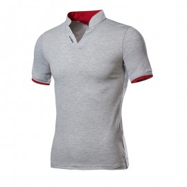 YOONHEEL Men T-Shirts Short Sleeve Stand Collar Casual Summer Tees T269