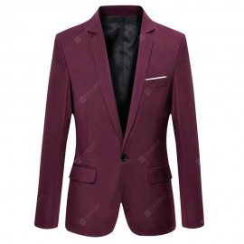 Pure Color Turn Down Collar Male Slim Fit Suit