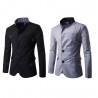 Stand Collar Long Sleeve Button Pocket Men Suit