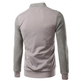 Plus Size Argyle Splicing Design Stand Collar Zip-Up Jacket