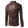 Plus Size Epaulet Design PU-Leather Turn-Down Collar Zip-Up Jacket