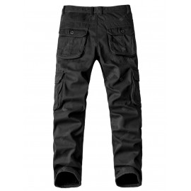 Zipper Fly Pockets Embellished Straight Leg Fleece Cargo Pants