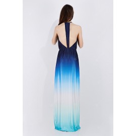 Sexy Gradient Backless Floor-length Dress Evening Gown