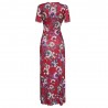 Women Causal Fashion Floral Print Maxi Dress Floral Big Swing Stitching Dress
