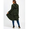 Plus Size Lace Up High Low Hooded Coat