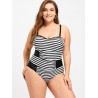 Plus Size Striped Spaghetti Strap Swimwear