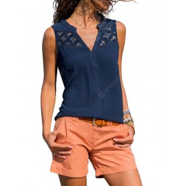 Women Vest Top Summer Crochet Print T-shirt European Version V-neck Sleeveless
