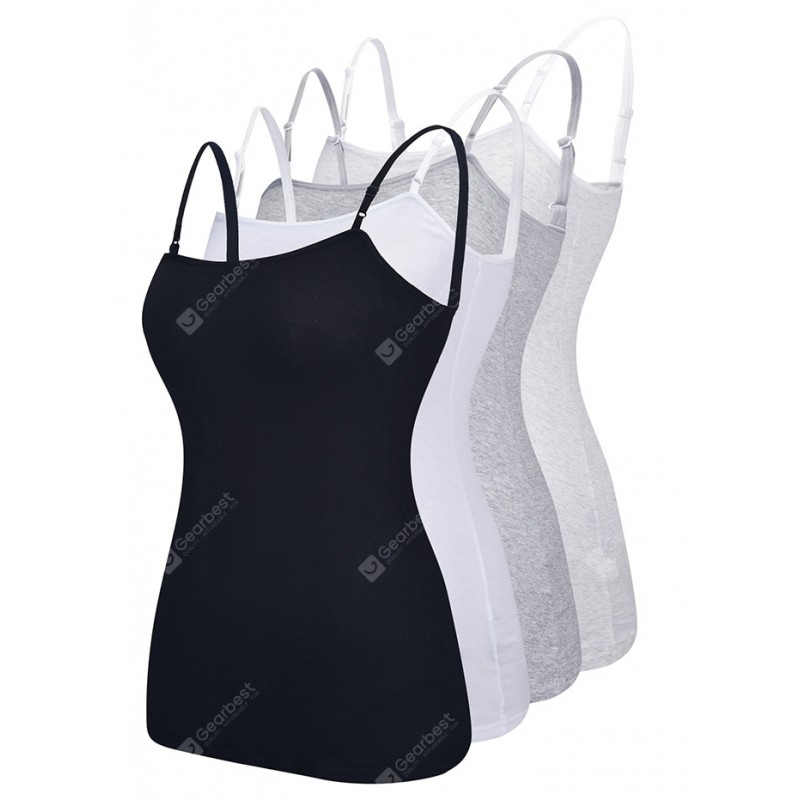 Women Leisure Vest Elastic Slim Solid Color 4pcs