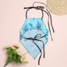 Sexy Halter Neck Backless Leaf Print Tied Strap Women Tank Top