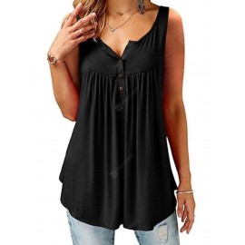 Women Tank Tops Button Solid Color Slip