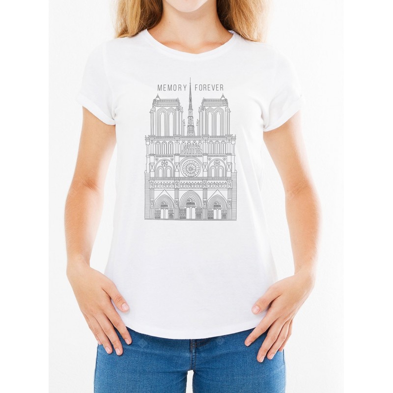 Women DIY Notre Dame de Paris T-shirt Short-sleeve